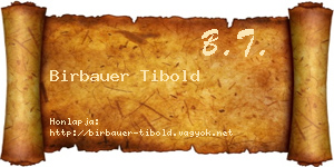 Birbauer Tibold névjegykártya